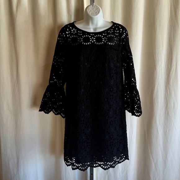 J. Crew UK Black Lace Fit & Flare Dress—Size 6 - Picture 3 of 8